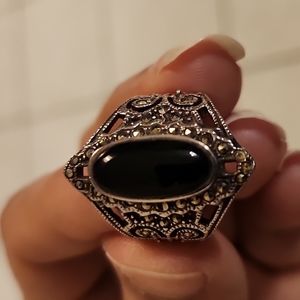 .925 Sterling silver onyx ring